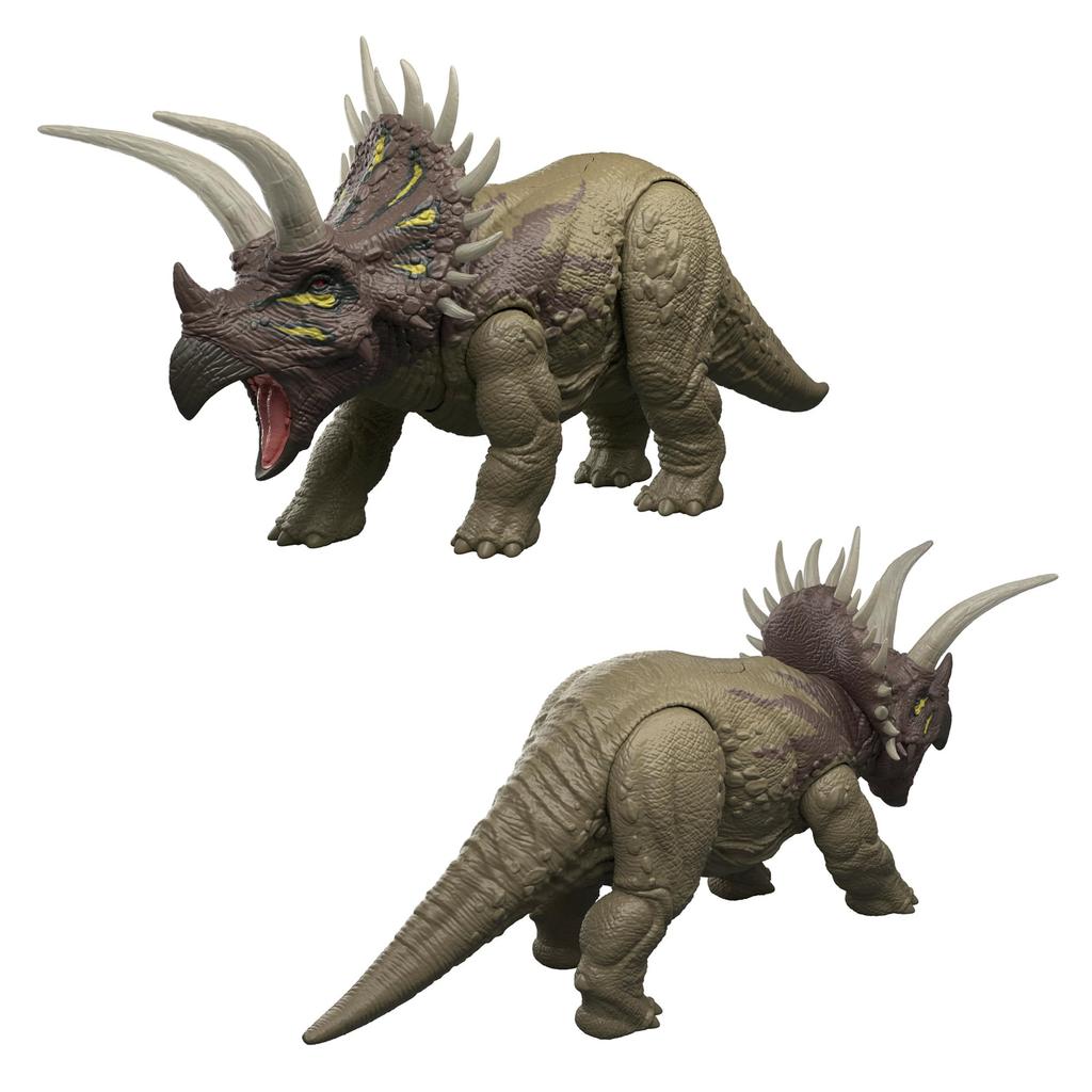 Mattel Jurassic World Light-Up & Roaring Triceratops Dinosaur Toy JKL81 - Green, Approx. 31cm, Ages 4+
