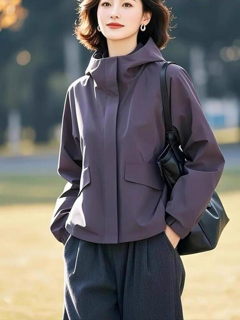 Korean Style High-End Special Edition Trendy Oversized Hooded Short Jacket Women Spring/Autumn Waterproof Coat