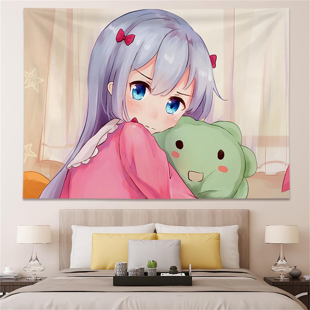Anime Tapestry Kawaii Beautiful Girl Literature Room Decoration Wall Hanging Pink Tapestry Teen Room Background Wall Tapestry