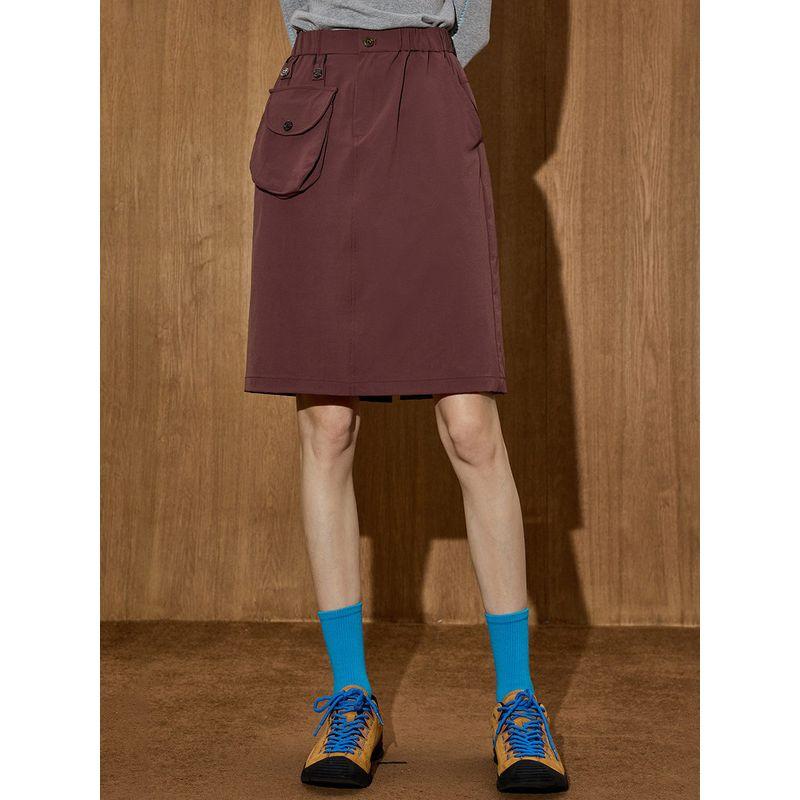 Coolhut Workwear Style Straight-Leg Coffee-Colored New Women's Design High-Waisted Slimming Casual Skirt