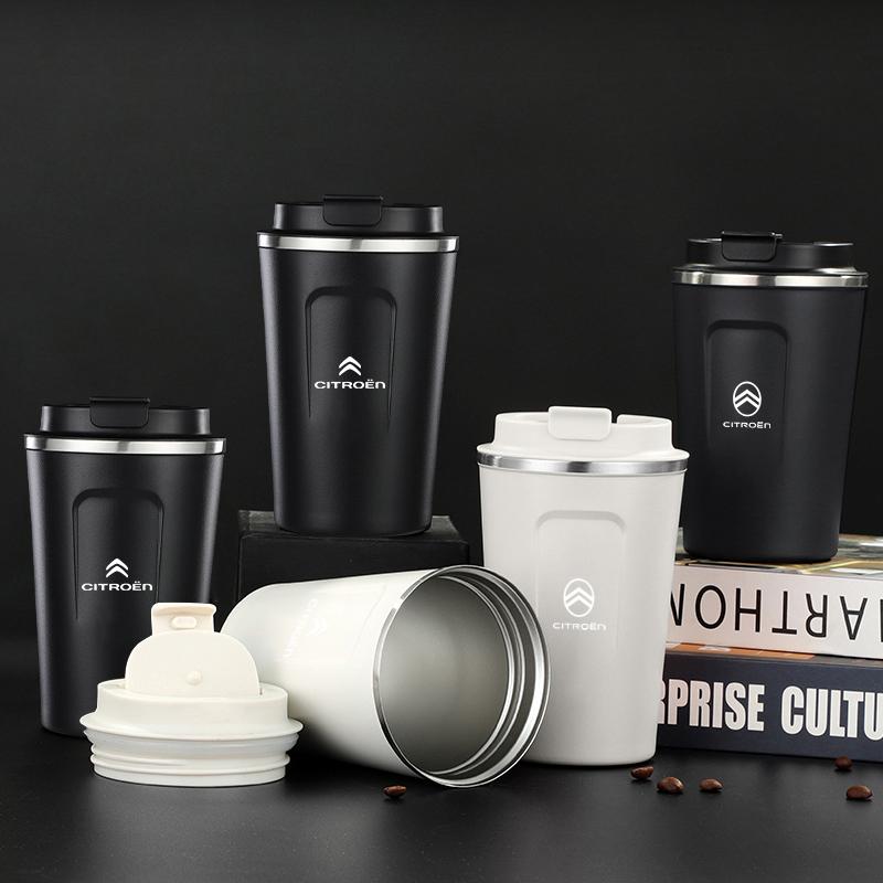 380ml Coffee Cup Car Emblem Thermos Mug Travel Tumbler For Citroen C4 C3 C5 C5X e-C4 X e-C3 C-Elysee Berlingo C1 C6 C2 C-Crosser