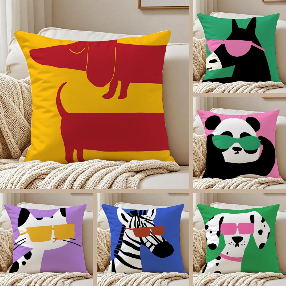 Cartoon Animals Cushion Cover Pillowcase Anti-Dustmite Living Room Sofa Decor Cushion Room
