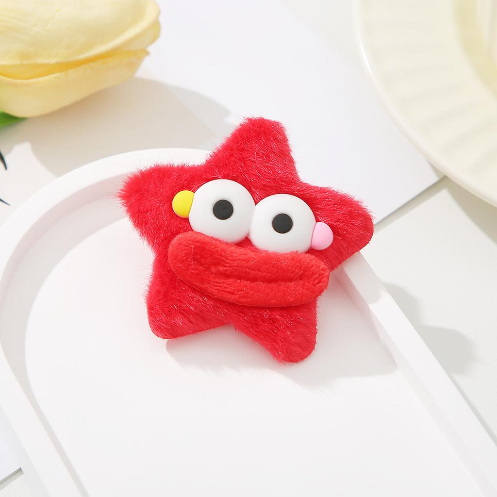 6pcs Fluffy Star Heart Hair Clips for Girls Cute Non-Slip Soft Fuzzy Bangs Duckbill Clip Cartoon Lovely Hair Accessories