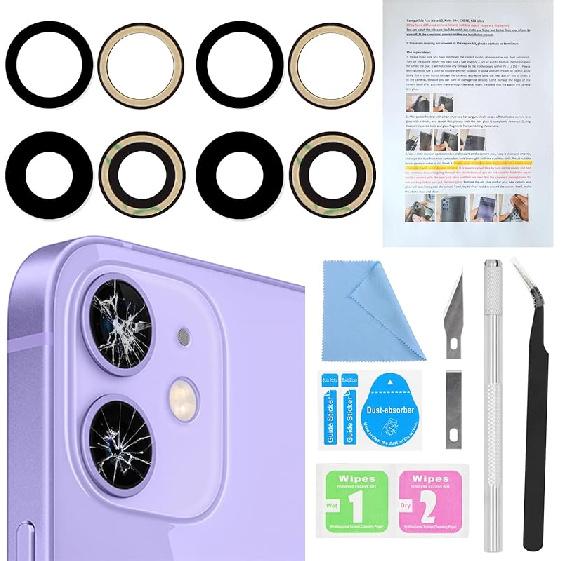 2PCS ASDAWN Back Rear Camera Lens Glass Replacement for iPhone 11 Pro and 11 Pro Max Camera Lens Replacement with Pre-Installed Adhesive + 12 Mini, 12
