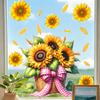Static Cling Sunflower Basket Stickers for Balcony Bedroom Living Room Home Decor