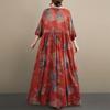 DIMANAF New 2026 Summer Women Plus Size Vintage Lady Long Dress Beach Loose Oversize Maxi Floral Print Cotton