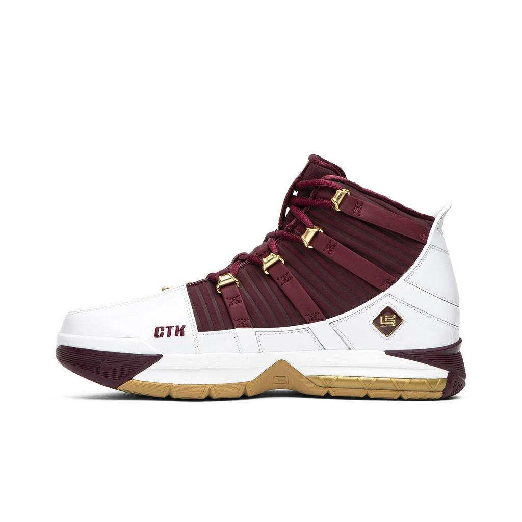 Nike Zoom LeBron 3 Retro 'Christ the King' 2018 (Unisex) White / Metallic Gold-Deep Maroon Basketball Shoes BQ2444 100