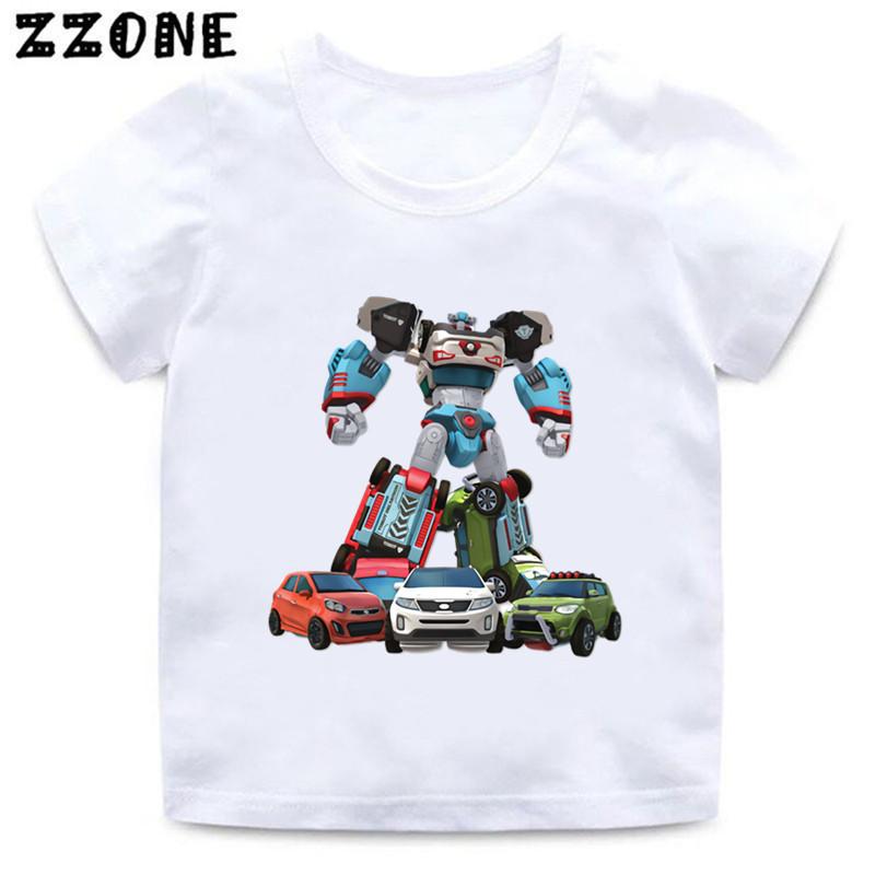 Tobot Evolution Transformer Robot Car Print Kids T-Shirts Girls Clothes Cartoon Baby Boys T Shirt Summer Children Tops