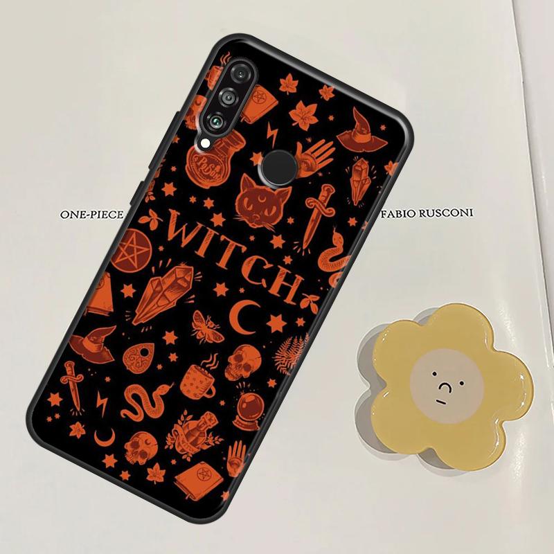 Halloween Witch Cat For Huawei Nova Y60 Y70 Y90 Y61 Y91 3i 7i 8i 11i Nova 9 10 SE 11 Pro P20 P40 P30 Lite Case