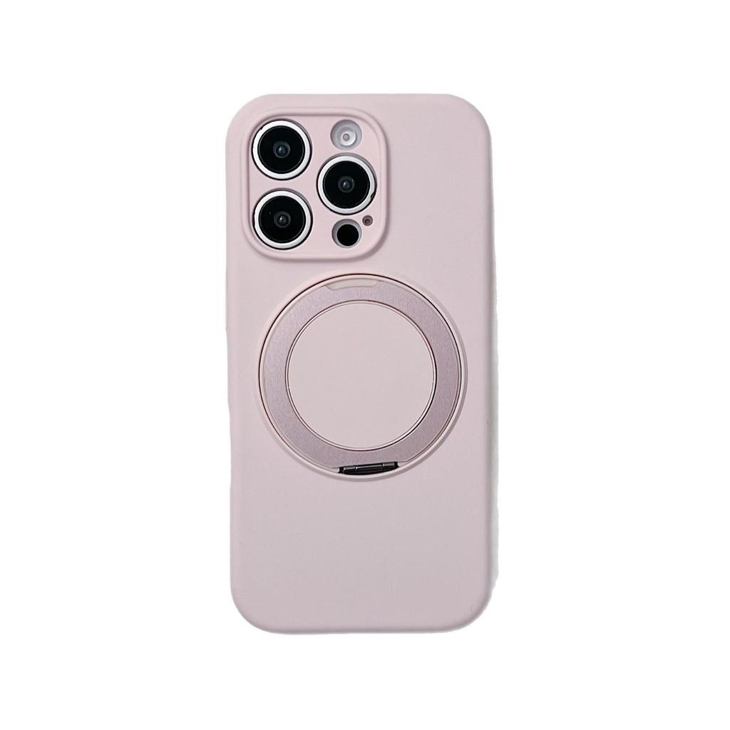 Macaron Liquid Silicone Magnetic Bracket Case for iPhone 17 Pro, 360° Rotation, Drop-Proof