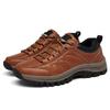 Autumn and winter outdoor hiking shoes men's leather velvet warm non-slip wear-resistant comfortable mid-help off-road hiking travel shoes