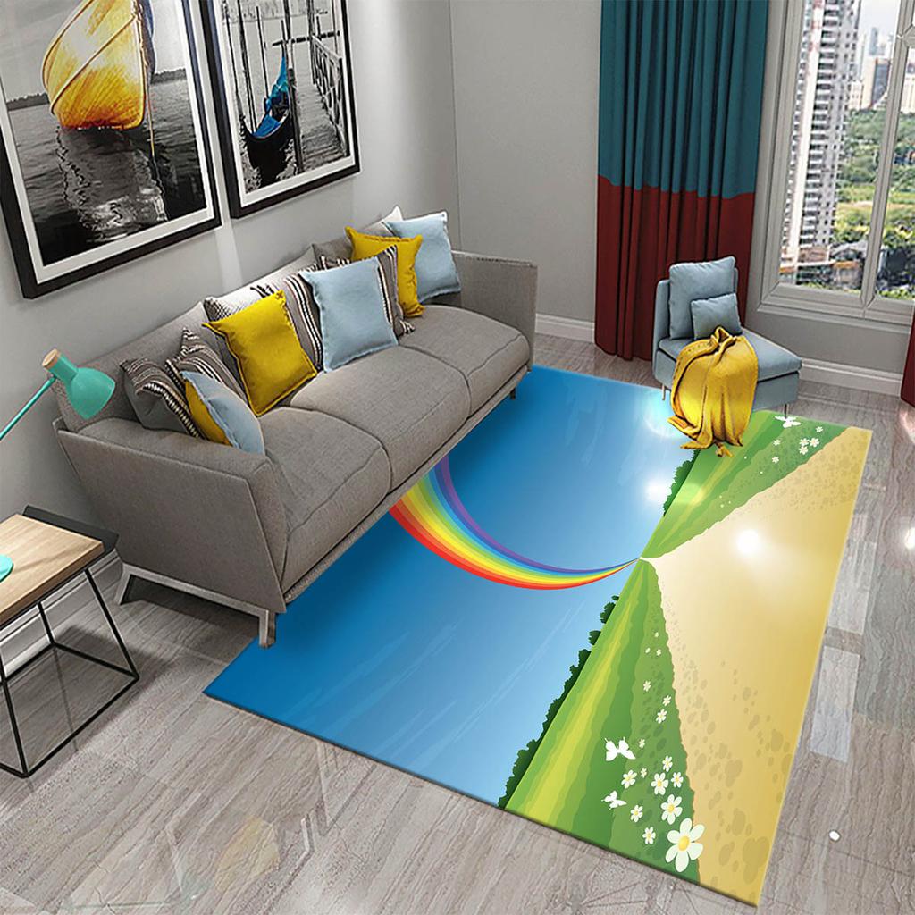 Bedroom Living Room Bathroom Rug Non-slip Home Decoration Cartoon Rainbow Flower Rug Game Room Children's Room Rug