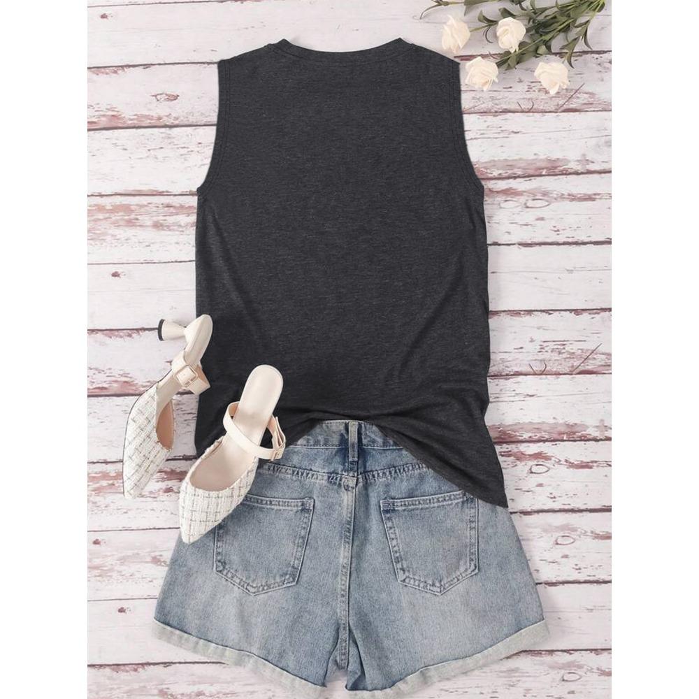Round Neck Summer Sleeveless Vest Top, Fashionable and Versatile Top