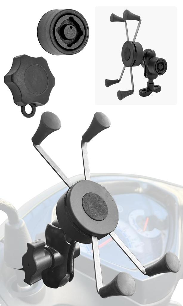 GOROPRI Smartphone Holder for and Other Compatible with Ram Mounts Inches and with X-Grip Motorcycles, Scooters, Mopeds, (D-Type (6.3 Larger,