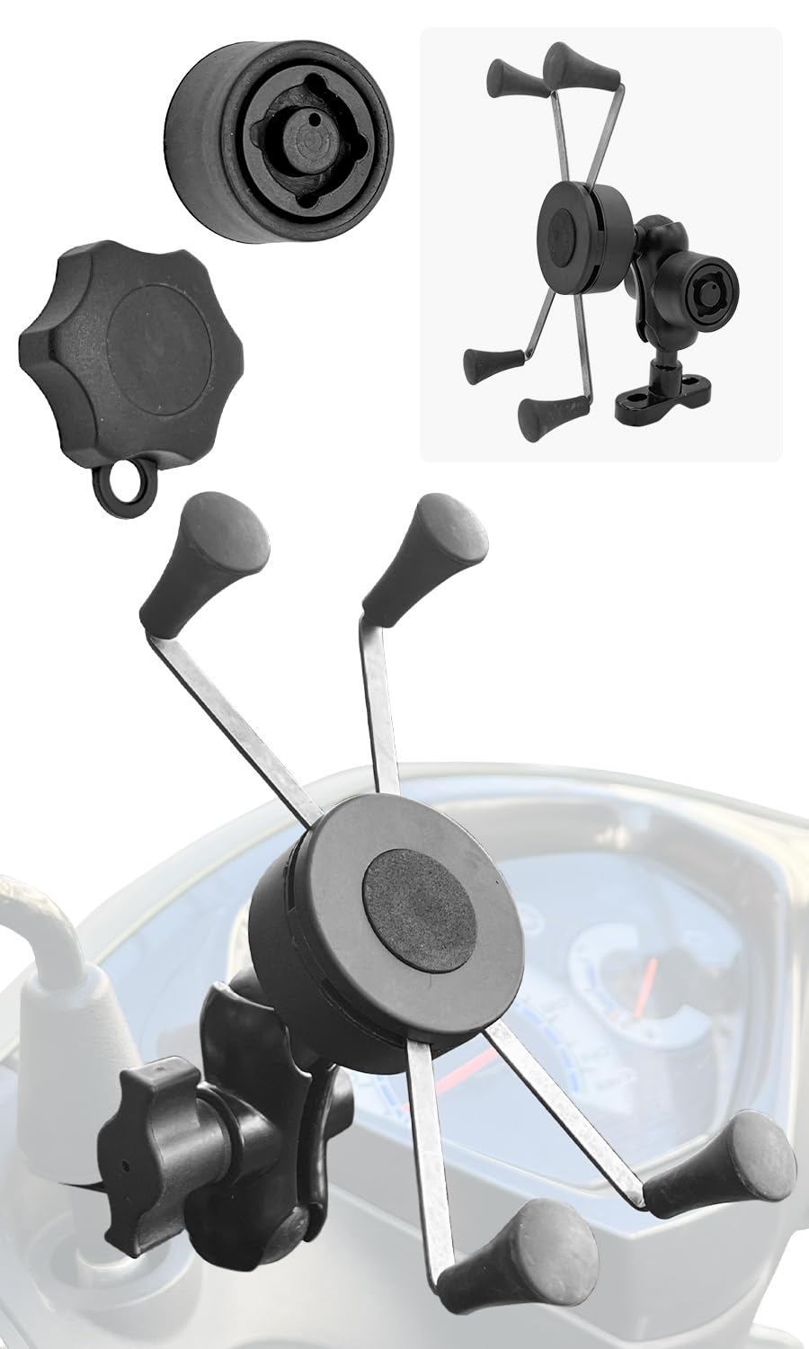 

GOROPRI Держатель для смартфона для и Другой Совместимый с Ram Mounts дюймов и с X-Grip Мотоциклы, Скутеры, Мопеды, (D-Type (6.3 больше,