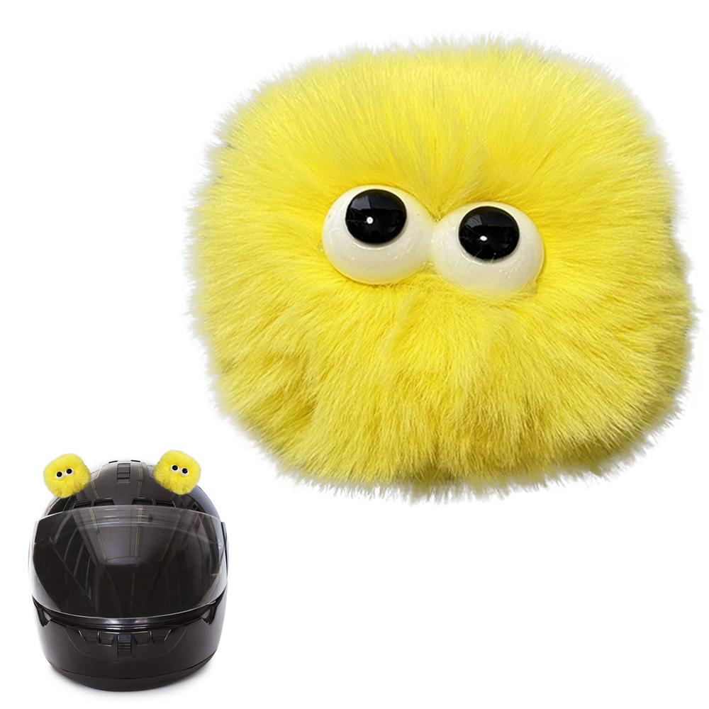 Hard Hat Ear 2pcs Creative Big Eyes Plush For Hardhat Funny Plush Ears Round Ear Headgear Decorations Head Doll Plush For Motorc