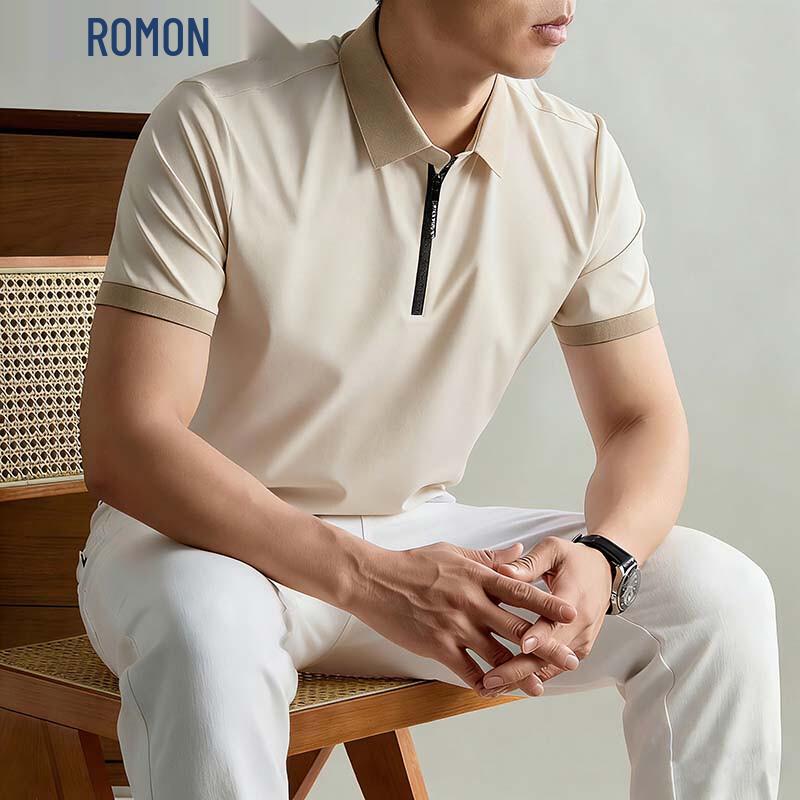 Romon Men s Casual Business Polo Shirt L