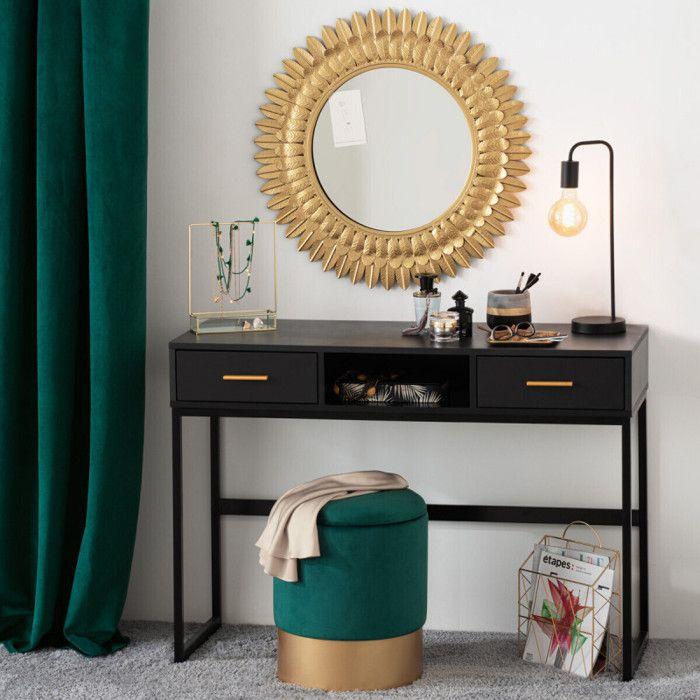 Atmosphera 70 Cm Round Gold Leaf Metal Mirror