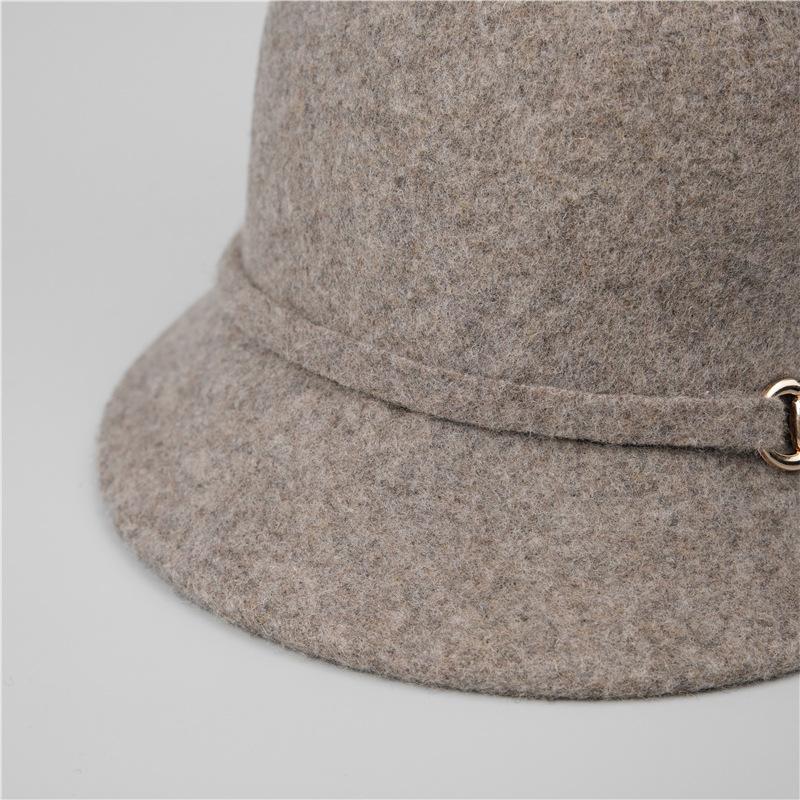 Wool Mother Hat Lady Autumn and Winter New Top Hat French Elegant Retro Bucket Hat Basin Hat