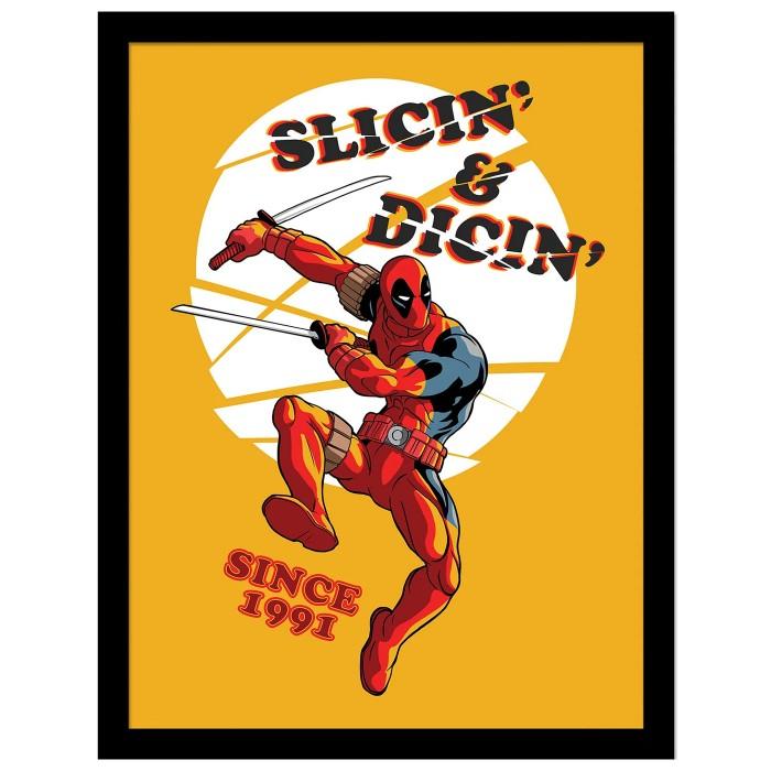 Deadpool Póster com Moldura Slicin & Dicin 40cm x vermelho/amarelo