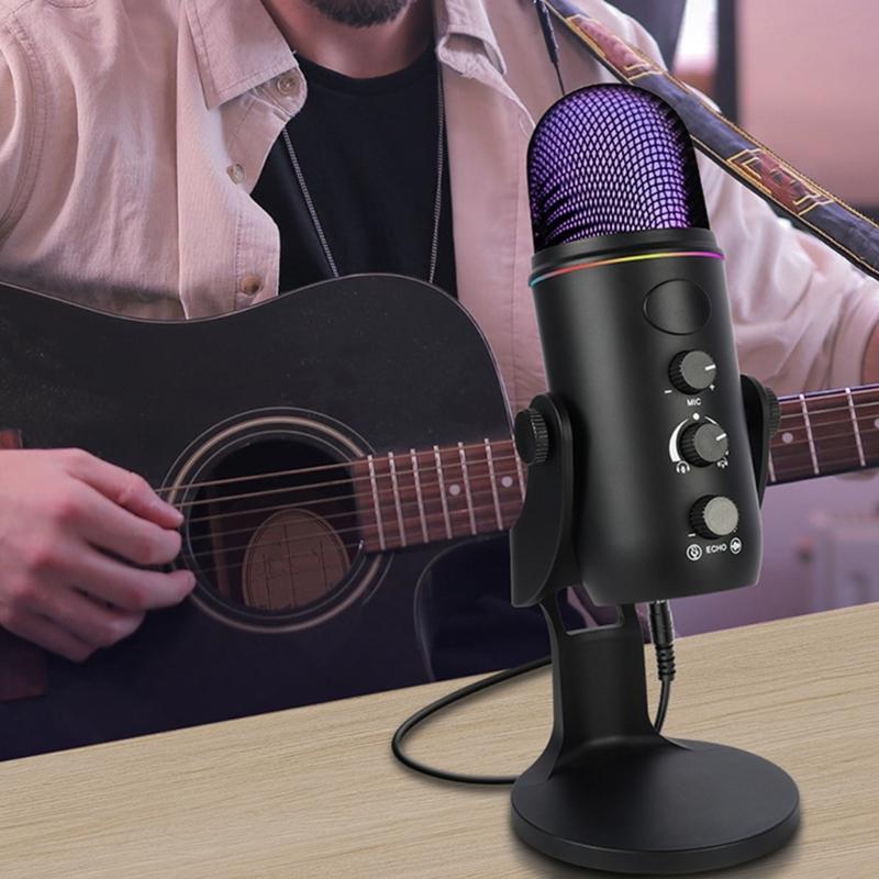 Microphones Condensateur USB Professionnels avec Réduction de Bruit Avancée et Contrôle du Volume Plug and Play pour PC Mobile Gaming Streaming Podcasts