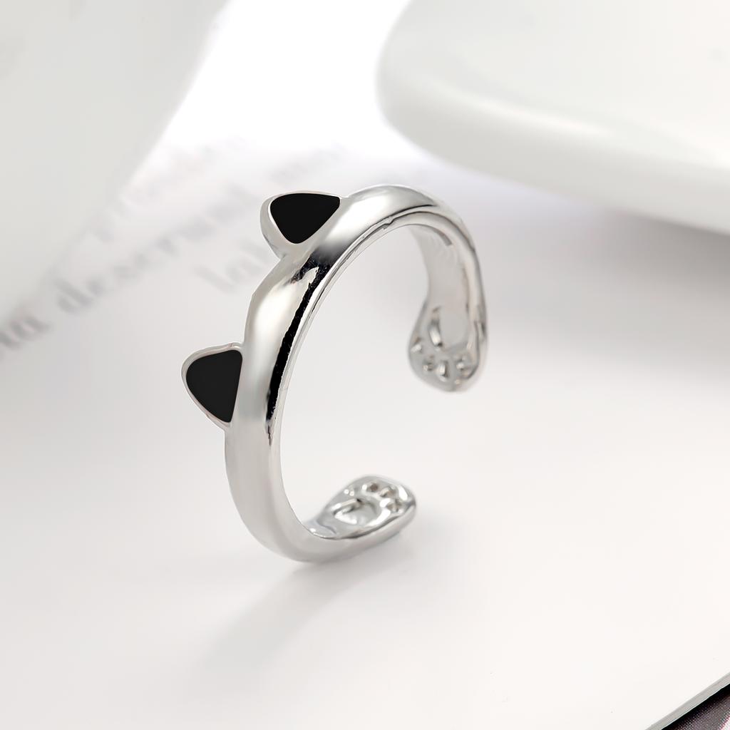 Pink Cute Cat Ear Ring For Women Cats Paw Embrace Tightly Opening Finger Rings Girl Ladies Party Birthday Jewelry Accessories