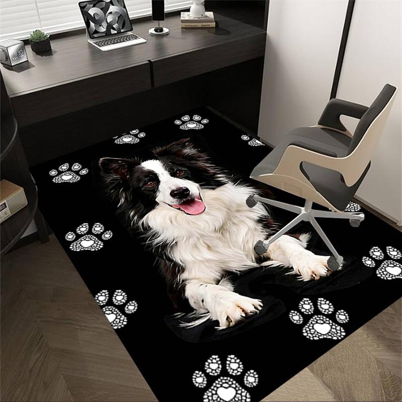 

1PC Dog paw prints Non-Slip Floor Carpet Compatible for Office&Living Room&Dining room - Flat-Weave Machine- Soft & Pattern-E293 60cm by 90cm