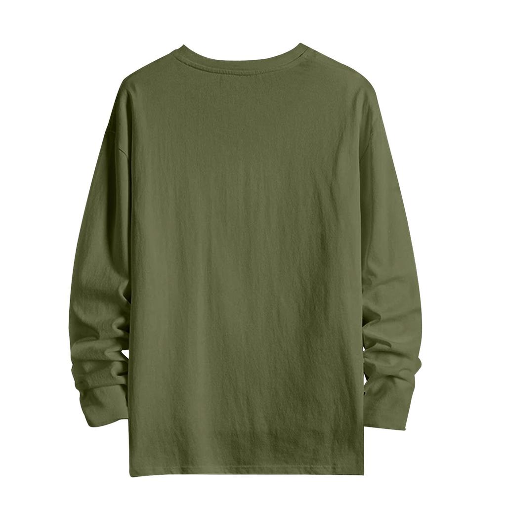 Long Sleeve T-shirt Men Loose Color Top Casual Crewneck Bottom Shirt Thin Hoodie