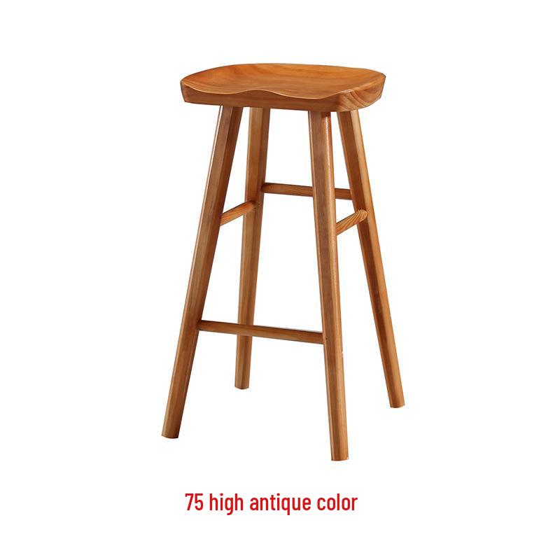 Nordic Swivel Bar Chair - Solid Wood, Simple Design, High-Leg Stool for Home