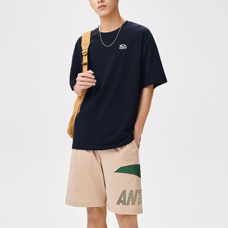 Anta Logo Pattern Round Neck Short-Sleeve T-Shirt Unisex Tops Black 972328113-4