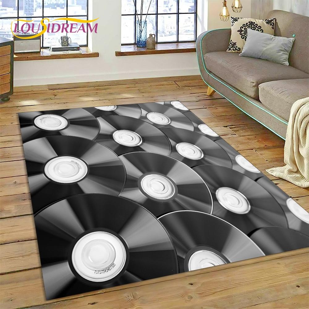 Vinyl Record Music DJ Screen Tape Rug Carpet for Living Room Bedroom Home Decor,Floor Mat Non-slip Decoration for Sofa Doormat