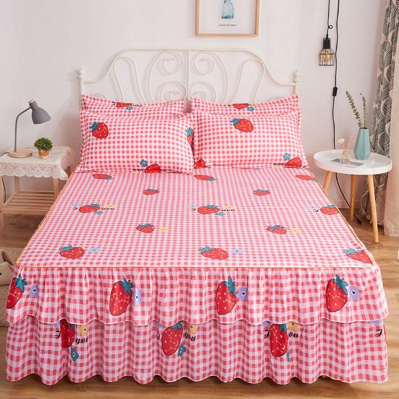 3Pcs Set Cotton  New Brushed Bed Skirt Bed Cover Simmons Bed Cover Protector Bed Sheet Set Queen Size Bed Sheets Set Skirt