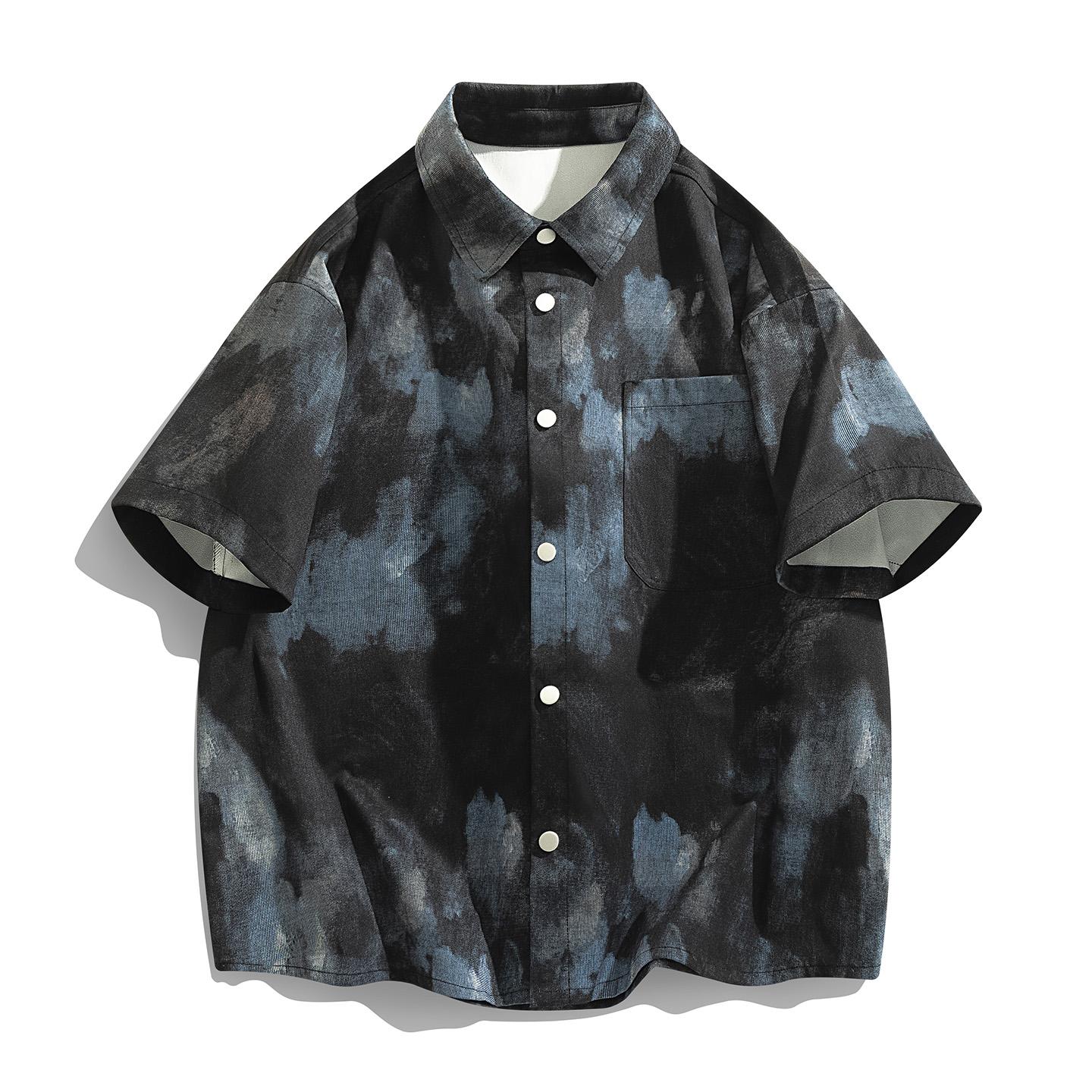 Short Sleeved Shirt Men s Lapel Shirt Cardigan Half Sleeved Men s Casual Top M