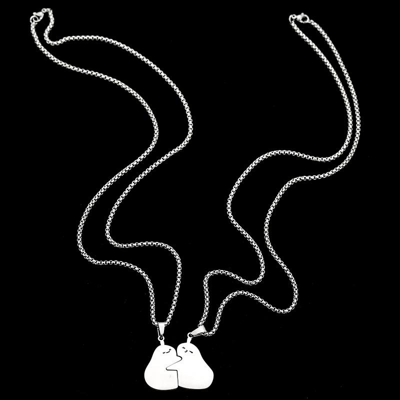 Love Hugs Love Kiss Small Animal Couple Pendant Titanium Steel Necklace Men's Necklace
