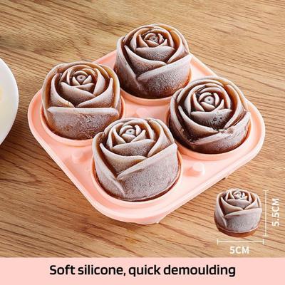 Rose Ice Cube Mold Big Ice Ball Maker for Cocktails 3D Flower Shape Ice Trays Silicone Large Ice Cubes Freezer Tray for Whiskey Bourbon Juice