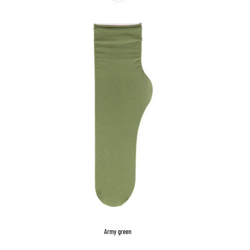 Women's Trendy Mid-Tube Ice Velvet Socks - Solid Colors and Fashionable Curls