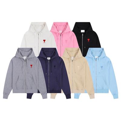 Autumn Winter Unisex Hoodie with Small Heart Pocket & Zipper