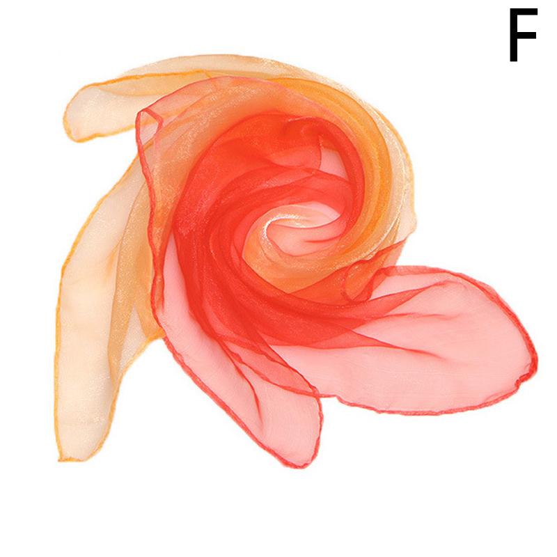 Transparent Summer Scarf For Women Square Gradient Color Head Wear Shinny Thin Chiffon Neck Shawl Beach Vacation Accessories