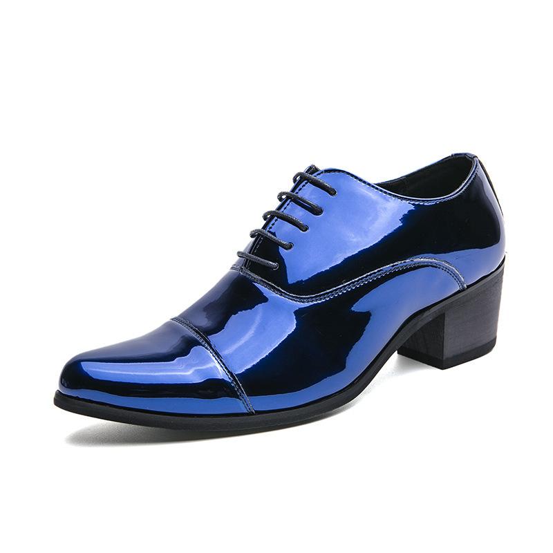 New Dress Leather Shoes Men High Heel Pointed Toe Brogue Wedding Shoes Height Increase Formal Career Work Jazz Dance Shoes