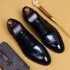 Genuine Cow Leather Brogue Wedding Business Men Casual Flats Vintage Handmade Oxford Shoes for Men Black Burgundy 2024