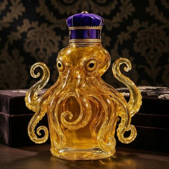 Caraffa in Vetro Polpo, Bottiglia per Whiskey Soffiata a Mano a Forma di Calamaro, Dispenser per Liquori Animale 3D per Home Bar, Regalo Unico per Uomini Papà