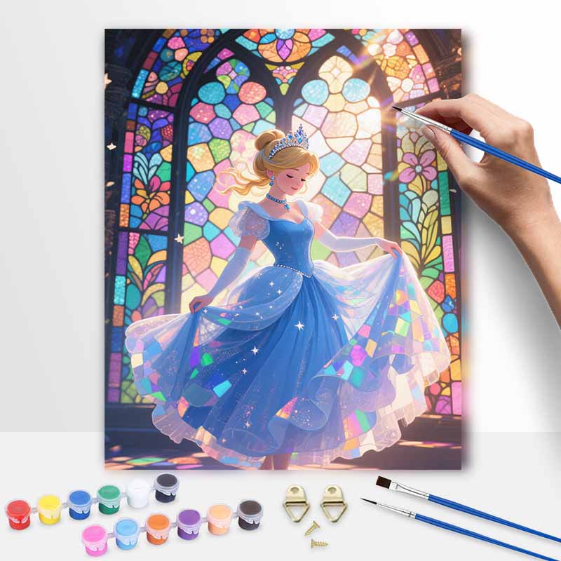 Disney Princess Blue Dress Oil Painting Hand Painting Coloring Painting Handmade Diy Home Decoration Gift