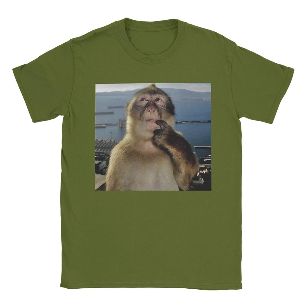 Funny Thinking Monkey Meme Tee Shirt for Unisex Women Graphic T Shirts Cotton Clothing