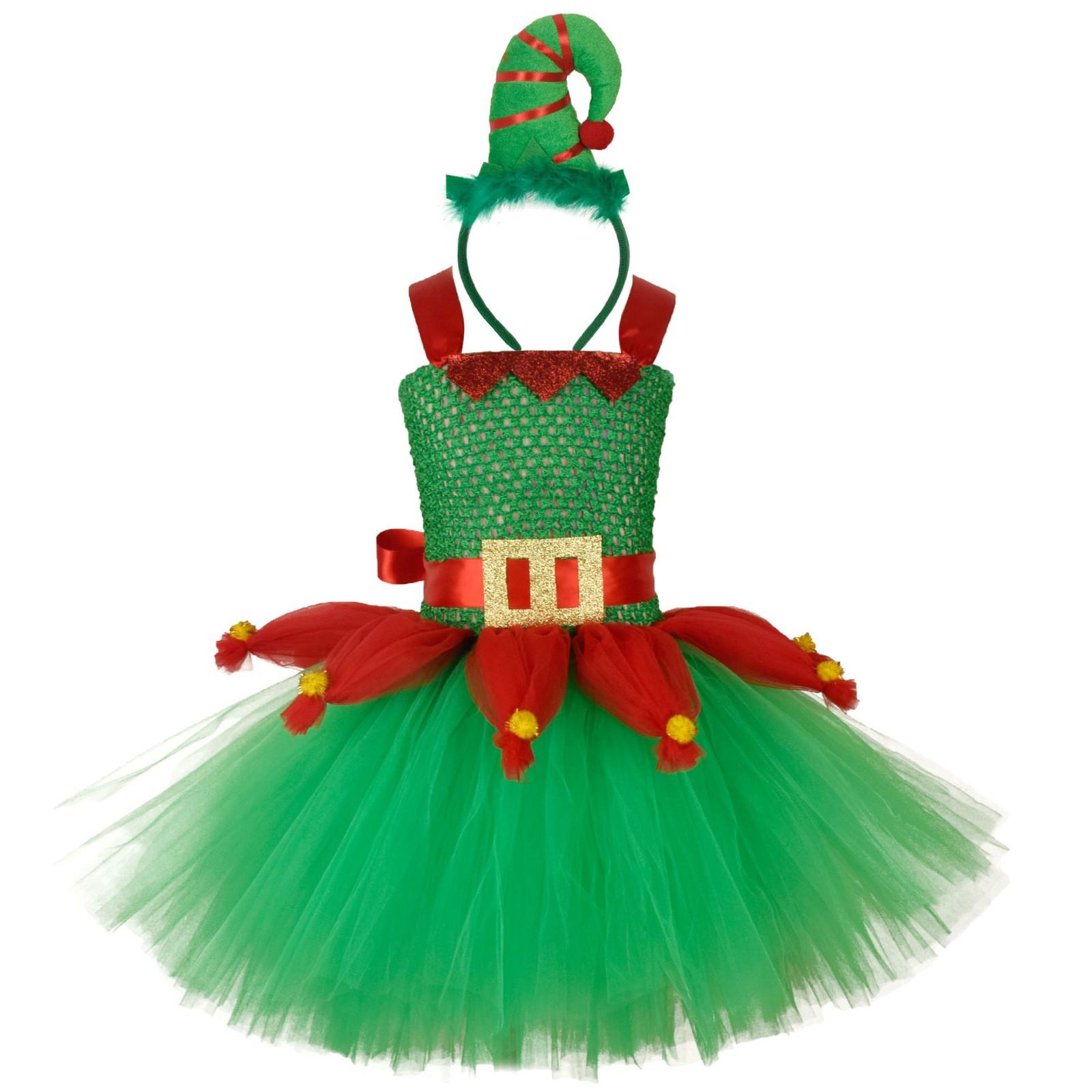 

Рождественское платье для девочек, принтованное платье, костюм для ролевой игры ведьмы, костюм для косплея Praty 4T зелёный