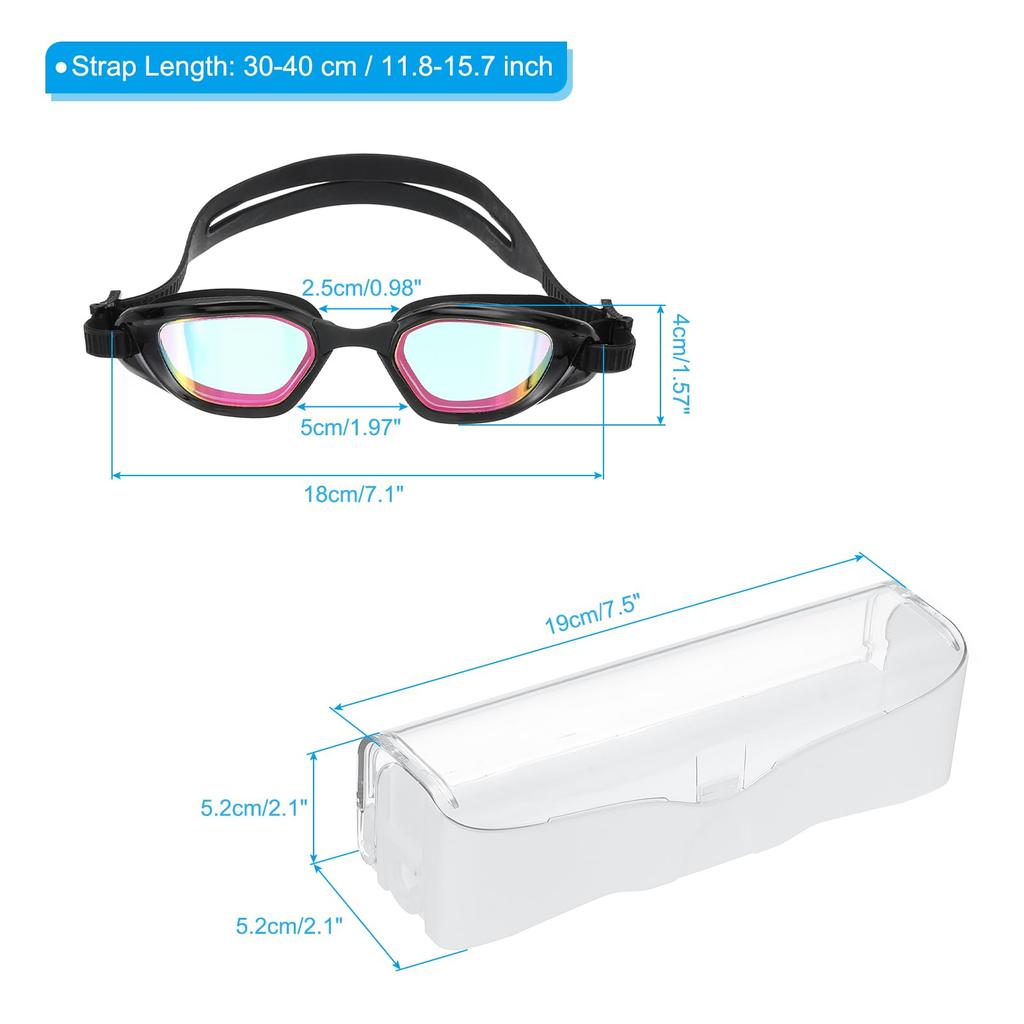 PATIKIL Unisex Polarized Swim Pool Swimming Sun with Storage for Adults and Goggles, Anti-Fog Goggles, Resistant, Leak-Free, Box, Teens, Black/Purple