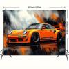 2D Plane a Single-piece Animated Orange Sports Car Background Banner Very Suitable for Photo Studios and Birthday Celebrations