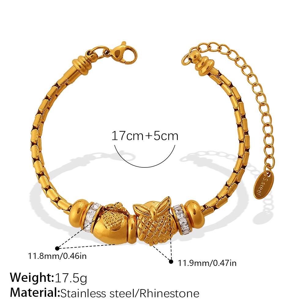 European and American gold adjustable bracelet with diamond decorative beads, exquisite retro style daily versatile jewelry