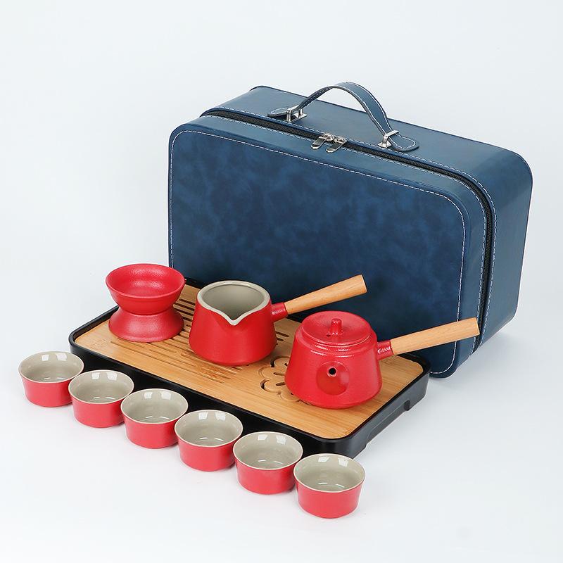 Travel Kung Fu Tea Set Small Set Household Japanese Tea Pot Ceramic Outdoor Tea Cup Festive Gift Engraving