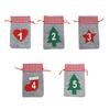 24PCS DIY Hanging Candy Gift Sacks Christmas Decoration Christmas Advent Calendar Countdown Bag
