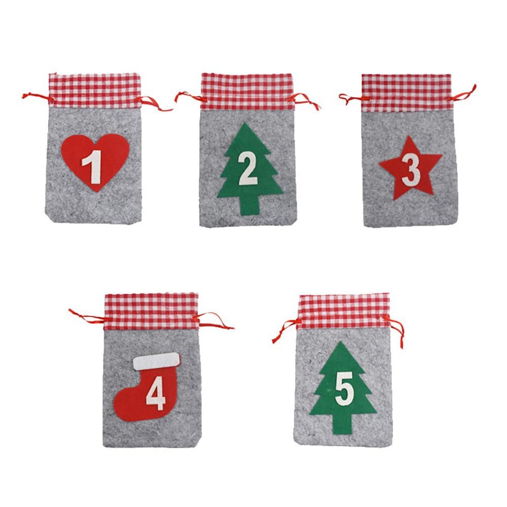 24PCS DIY Hanging Candy Gift Sacks Christmas Decoration Christmas Advent Calendar Countdown Bag